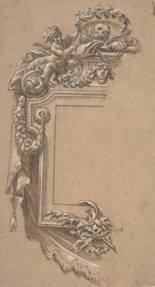Ornamental Design with Putto and Skulls, 17th century. Creator: Anon.