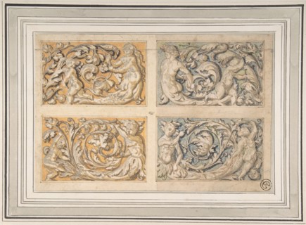 Four Panels with Rinceau Motif, 17th century. Creator: Anon.