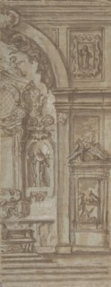 Right Half of a Wall Elevation with a Church Altar, 18th century. Creator: Anon.