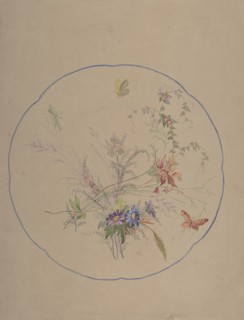 Design of Flower Sprays and Butterflies, ca. 1870. Creator: Anon.