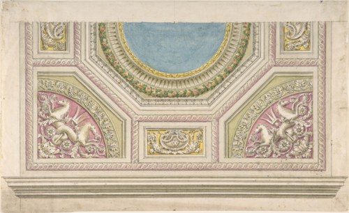 Design for a Decorated Ceiling, 19th century. Creator: Anon.