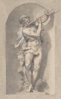 Silhouetted Study of Pan in a Niche, 18th century. Creator: Anon.