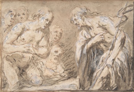 Christ in Limbo (Recto); Saint with Rosary (Verso), 17th century. Creator: Anon.