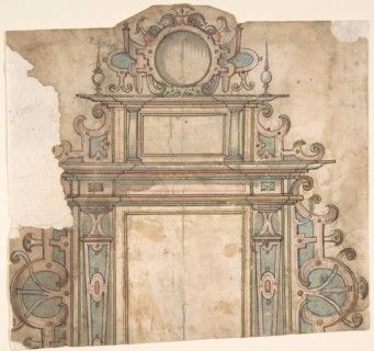 Fragment of design for architectural frame, 16th century. Creator: Anon.