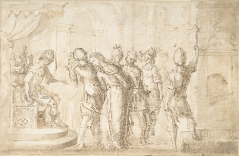Christ Brought Before Pontius Pilate, 17th century. Creator: Anon.