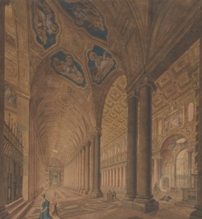 Interior View of the Basilica of Santa Maria Maggiore, Rome, 1833. Creator: Anton Hallmann.
