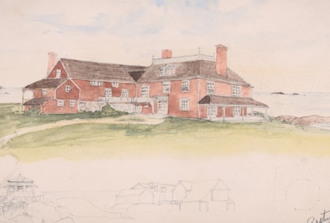 Wooden House near the Water (perhaps an early idea for Cliffs, Manchester, Mass..., ca. 1879. Creator: Arthur Little.