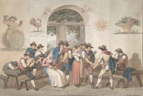 Interior of a Roman Inn, 1817., 1817. Creator: Bartolomeo Pinelli.