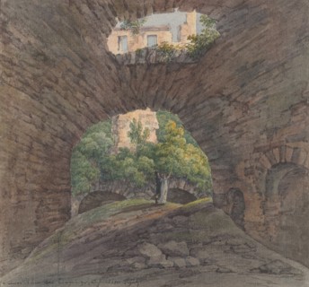 A Young Couple Viewing Ruins near Bingen, 1801. Creator: Christian Georg Schutz.