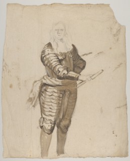 Study of a Standing Commander Holding a Staff; verso..., early 17th-mid 17th century. Creator: Cornelis Schut I.