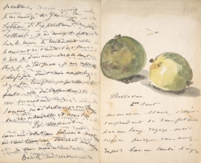 A Letter to Eugène Maus, Decorated with Two Apples, August 2, 1880. Creator: Edouard Manet.