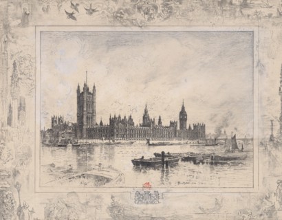 Westminster Palace, 1884. Creator: Felix Hilaire Buhot.