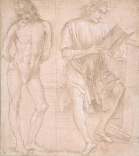 Standing Youth with Hands Behind His Back, and a Seated Youth Reading (recto)..., 1457/58-1504. Creator: Filippino Lippi.