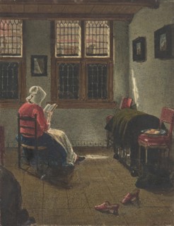 A Woman Reading, after Pieter Janssens Elinga, 1846-47. Creator: Francois Bonvin.