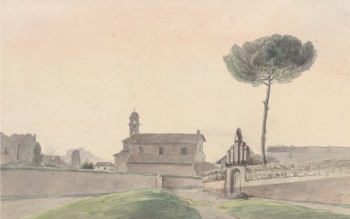 View of the Church of San Pancrazio, Rome, from the South, 1834. Creator: Franz Ludwig Catel.