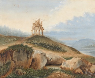 Landscape with a Fantastic Castle, 1865. Creator: George Sand.