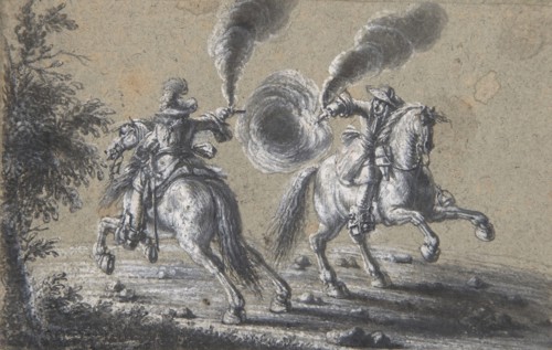 Two Horsemen Shooting at Each Other, 1600-1677. Creator: Heinrich Werdmuller.