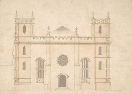 Facade of a Gothic Revival Church, 1745-76. Creator: Attributed to Henry Keene.