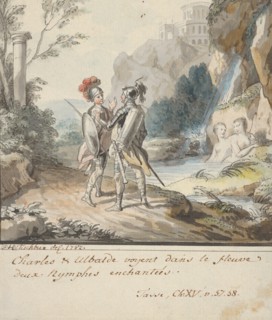 Carlo and Ubaldo Resisting the Enchantments of Armida's Nymphs (from Torquato..., 1782. Creator: Johann Heinrich Tischbein.