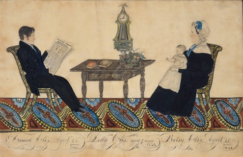 Mr. and Mrs. Daniel Otis and Child, 1834. Creator: Joseph H Davis.
