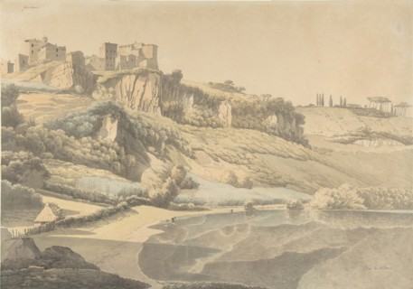 Genzano and Lake Nemi, early 19th century. Creator: Josephus Augustus Knip.