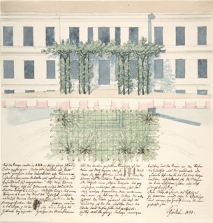 Elevation and Plan of the Façade of a Building, 1840. Creator: Karl Friedrich Schinkel.