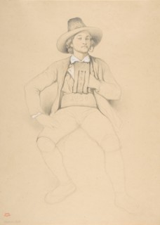 A Man in Tyrolean Costume, Seated, Smoking a Pipe, 1842. Creator: Théodore Valerio.