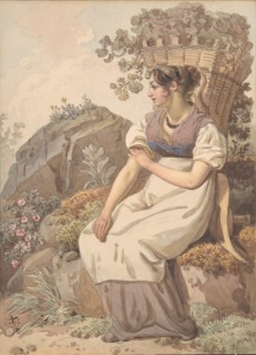 Young Woman in the Vaudois after the Grape Harvest, 1821. Creator: Wolfgang Adam Töpffer.