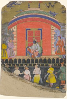 Rama Receives Sugriva and Jambavat, the Monkey and Bear Kings, Folio from..., ca. 1605. Creator: Unknown.