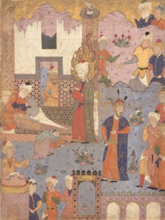 Muhammad Revives the Sick Boy, Folio from a Falnama (Book of Omens) of Ja'far al-Sadiq, 1550s. Creator: Unknown.