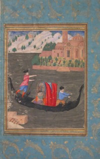 Aquatic Scene with Three Men in a Gondola, late 16th-early 17th century. Creator: Unknown.