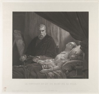Tintoretto at His Daughter's Deathbed, after 1843. Creator: Achille-Louis Martinet.