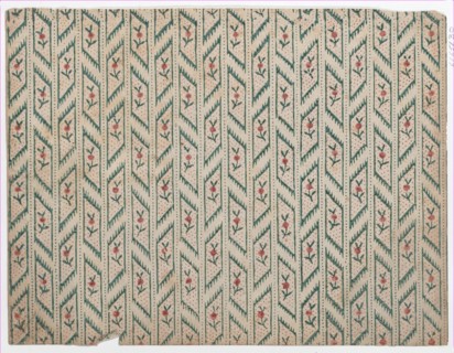 Sheet with overall red and green vine and dot pattern, 1750-1816., 1750-1816. Creator: Adriaan Rogge.