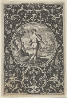 Juno in a Decorative Frame with Grotesques, from the Judgment of Paris, ca. 1580-..., c1580-1600. Creator: Adriaen Collaert.