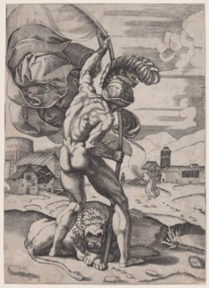 Man with a Flag, ca. 1514-36. Creator: Agostino Veneziano.