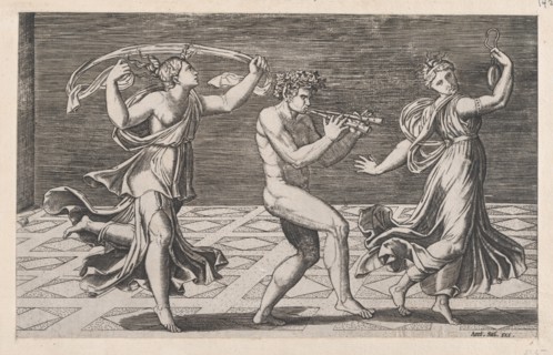 Speculum Romanae Magnificentiae: Dance of Fauns and Bacchants, early 16th ce..., early 16th century. Creators: Anon, Agostino Veneziano.