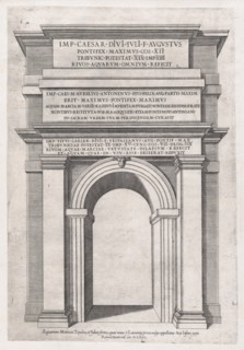 Speculum Romanae Magnificentiae: Front view of St. Lawrence Gateway, Rome, 1566., 1566. Creator: Anon.
