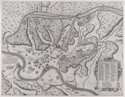 Speculum Romanae Magnificentiae: Ancient Rome and its Hills, from the West, 1573., 1573. Creator: Etienne Duperac.