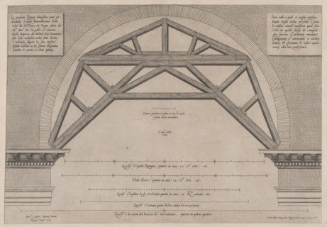 Speculum Romanae Magnificentiae: Wooden Framework to Support Arches in a Building,..., 16th century. Creator: Jacob Bos.