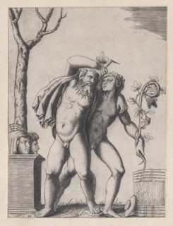 Speculum Romanae Magnificentiae: Young and Old Bacchant, ca. 1514-36., ca. 1514-36. Creator: Marcantonio Raimondi.