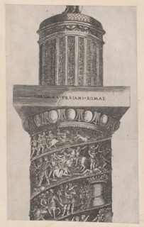 Speculum Romanae Magnificentiae: The upper portion of Trajan's Column, showing ara..., 16th century. Creator: Master GA.