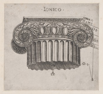 Speculum Romanae Magnificentiae: Ionic capital, ca. 1537., ca. 1537. Creator: Master GA.
