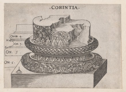 Speculum Romanae Magnificentiae: Corinthian base, ca. 1537., ca. 1537. Creator: Master GA.