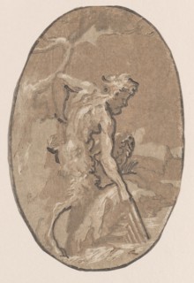 Marsyas drawing the Syrinx from the river, ca. 1540-50., ca. 1540-50. Creator: Niccolo Vicentino.