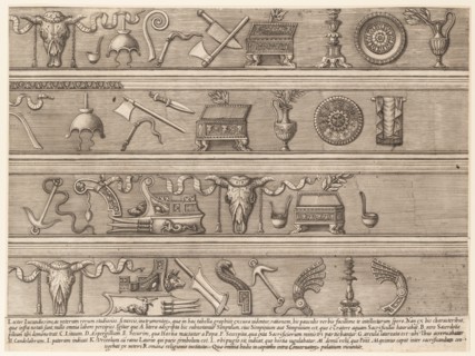 Speculum Romanae Magnificentiae: Sacrificial Instruments Based on Ancient Relief Sc..., ca. 1550-75. Creator: Attributed to Nicolas Beatrizet.