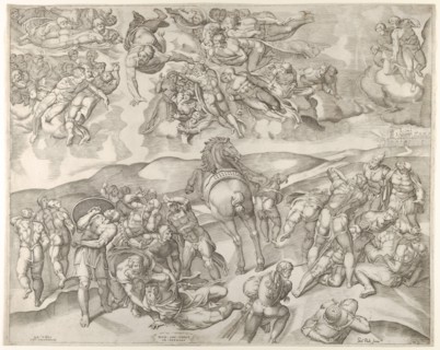 Conversion of Saul, from Michelangelo's fresco in the Pauline Chapel at the Vatican..., ca. 1545-60. Creator: Nicolas Beatrizet.