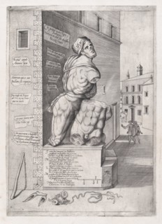 Speculum Romanae Magnificentiae: Statue of Pasquin in the House of Cardinal Ursino..., 16th century. Creator: Nicolas Beatrizet.