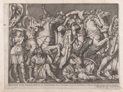 Speculum Romanae Magnificentiae: Battle of the Amazons, 1559., 1559. Creator: Nicolas Beatrizet.