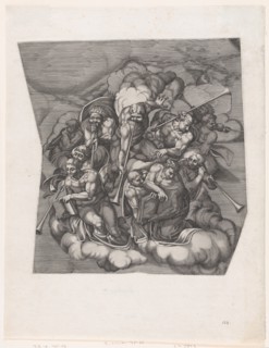Trumpeting Angels from The Last Judgment, after Michelangelo, 1530-66., 1530-66. Creator: Nicolas Beatrizet.