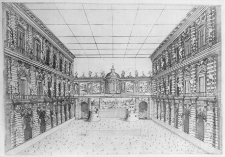 Court of Palazzo Pitti decorated with Candelabra, from an Album with Plates Documenti..., 1589-1592. Creator: Orazio Scarabelli.